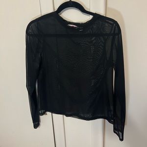 Calvin Klein mesh crop long sleeve black top size L